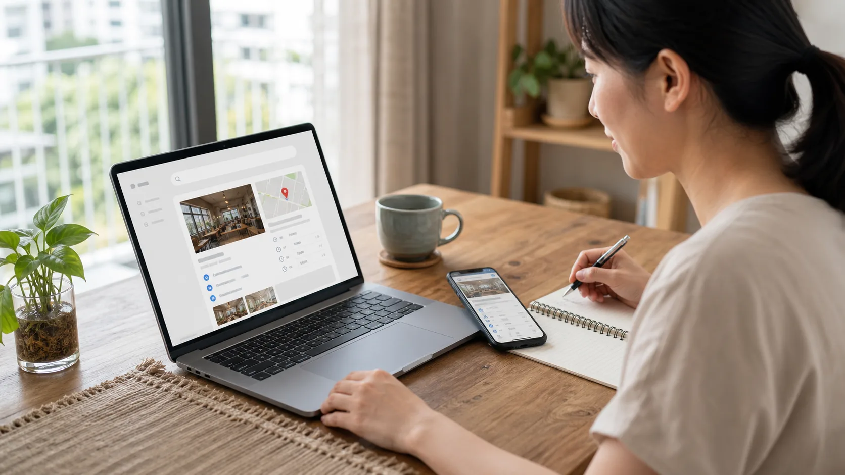 A customer finds complete local business information through an unbranded search assistant